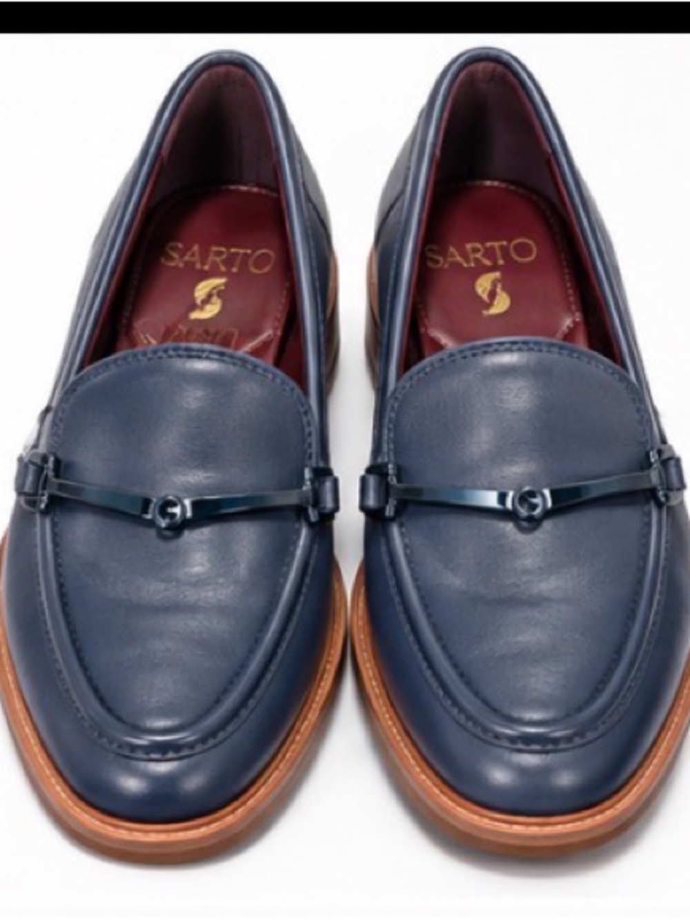 SARTO by Franco Sarto navy leather bit loafers 7 business casual preppy